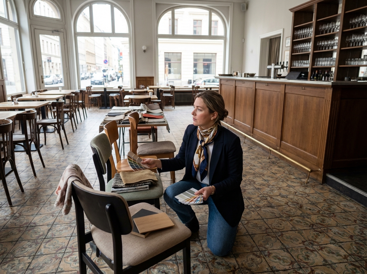 Jeune architecte d interieur arrangeant des echantillons de couleurs