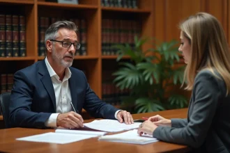 Avocat spécialisé en rupture conventionnelle conseillant une cliente lors d'un arrêt maladie dans un cabinet juridique professionnel
