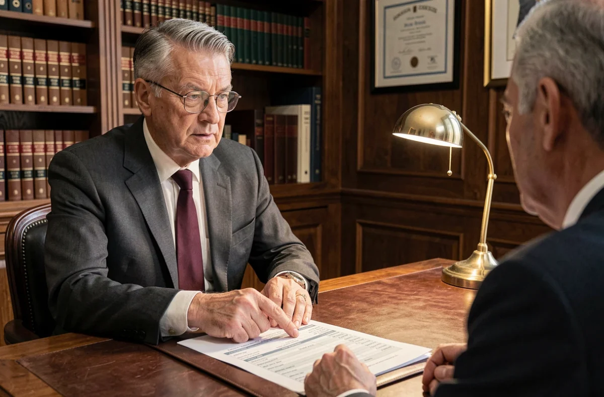 Conseiller en entreprise expliquant les coûts de domiciliation à un client dans un bureau professionnel en France