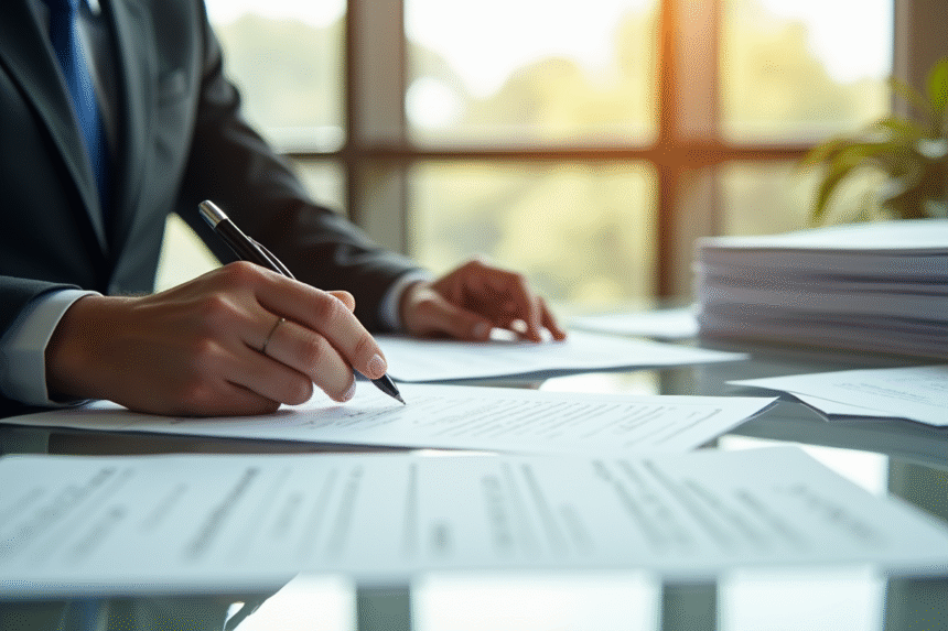Espace de travail professionnel avec documents juridiques