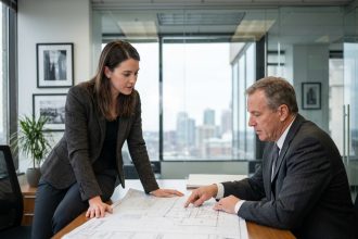 Femme d affaires en réunion avec un agent immobilier