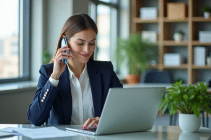 Femme d affaires en réunion dans un bureau lumineux