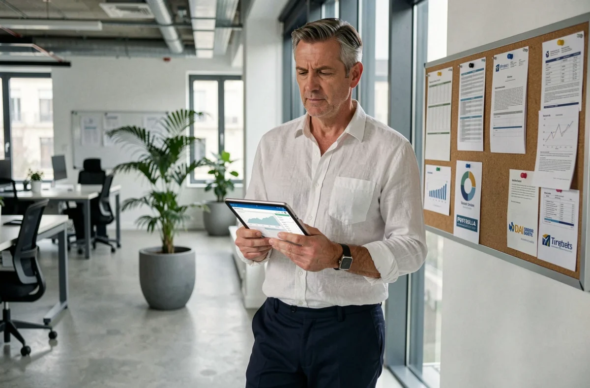 Freelance consultant indépendant en portage salarial consultant un tableau de bord financier dans un centre d'affaires à Troyes