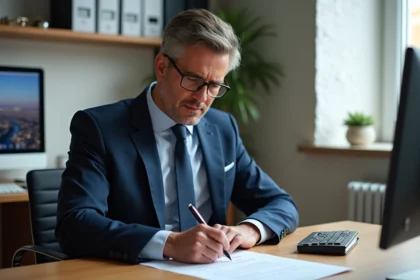 Homme d'affaires signe un document de cessation d'activité