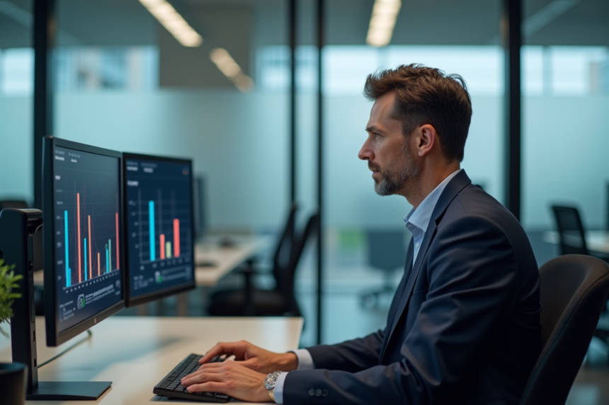 Homme d'affaires seul dans un bureau vide en réflexion