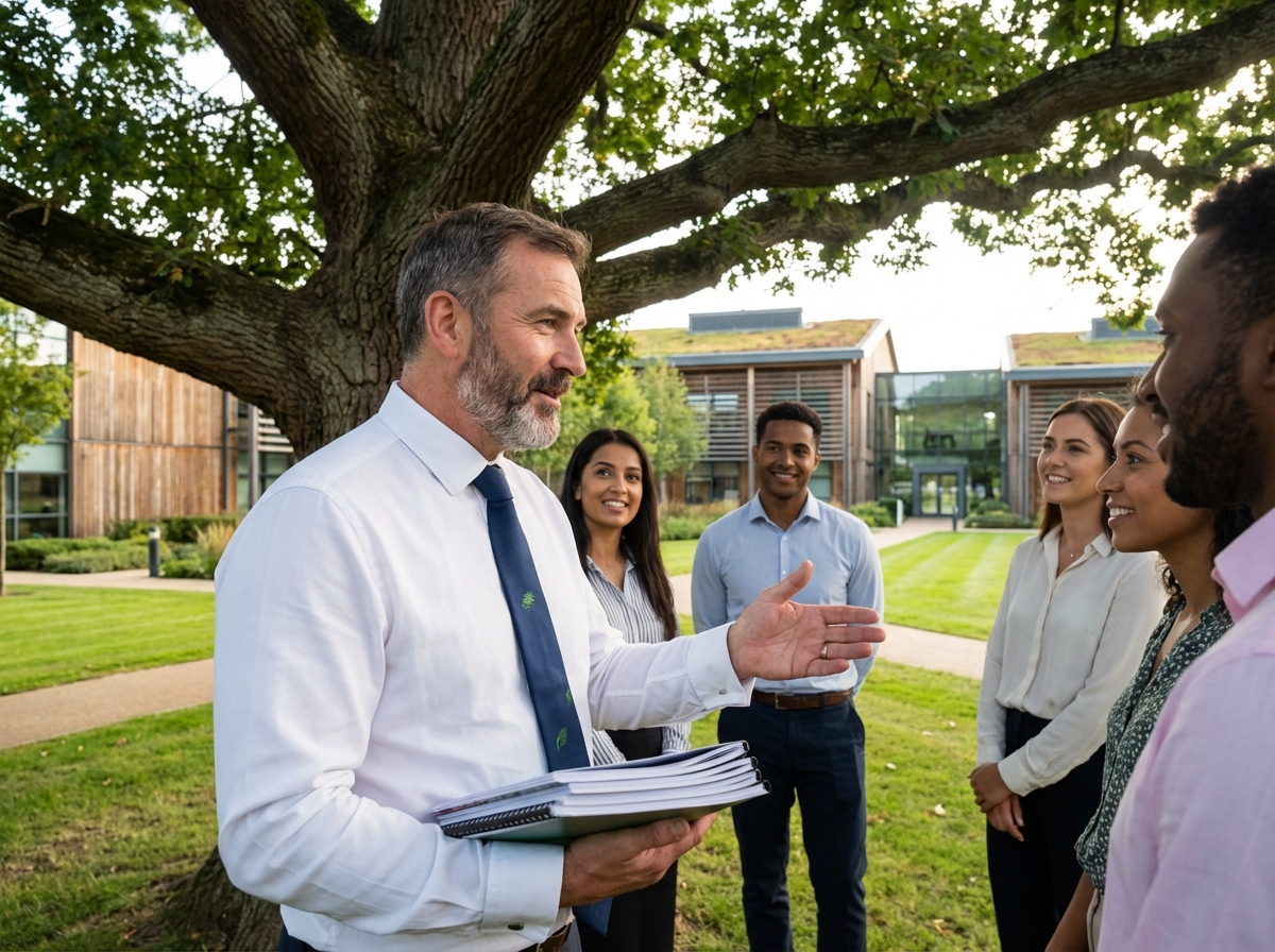 Homme discutant de la finance écoresponsable