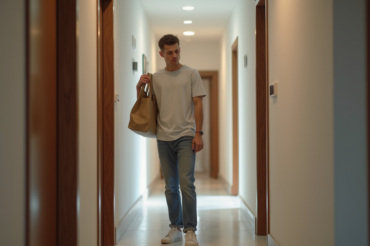 Jeune homme frustré dans un couloir d