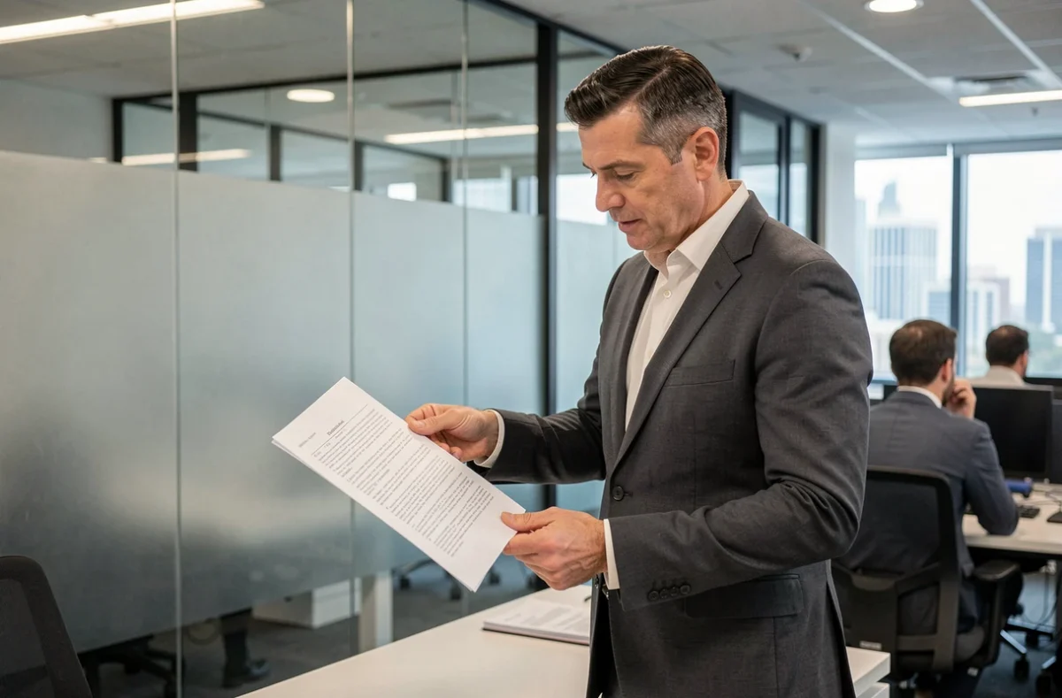 Juriste en cabinet d'avocats expliquant les clauses obligatoires d'un contrat de travail