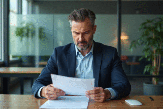 Manager en costume dans un bureau moderne et élégant