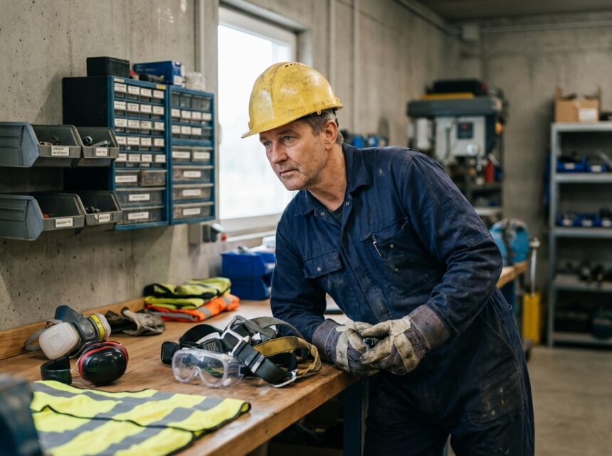 Homme en tenue de sécurité dans un atelier industriel