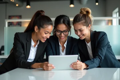 Groupe de professionnels en réunion dans un espace de coworking