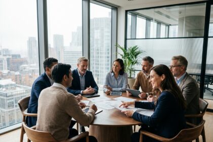 Groupe de professionnels en réunion d'affaires