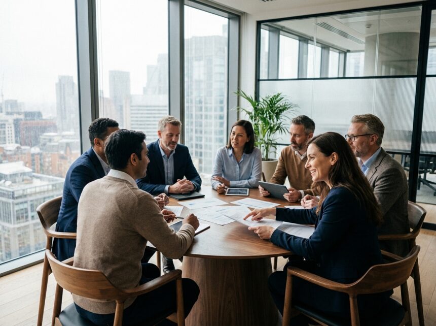 Groupe de professionnels en réunion d'affaires